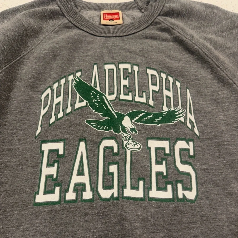 Homage Philadelphia Eagles Crewneck Sweatshirt Gray Size M